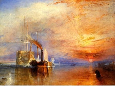 Visão do artista William Turner de um horizonte marítimo à época da Revolução Industrial.
